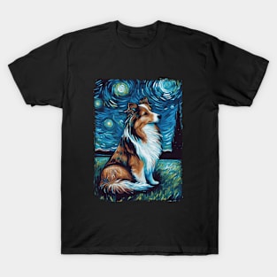 Shetland Shepherd Dog Starry Night T-Shirt